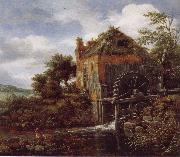 Jacob van Ruisdael Thatch-Roofedhouse with a water Mill Spain oil painting artist